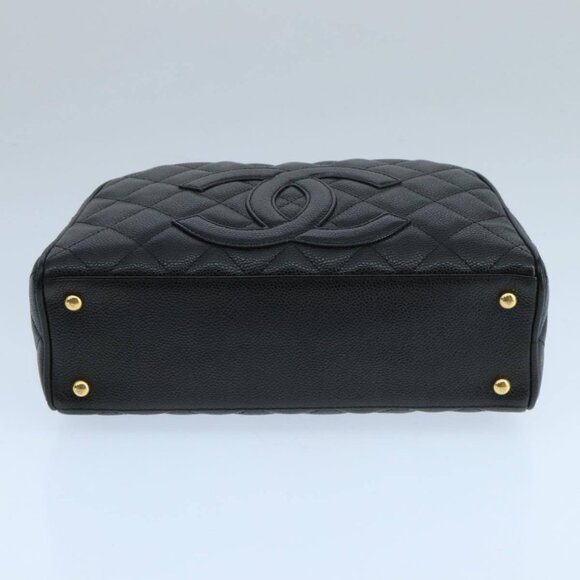 CHANEL Matelasse Hand Bag Grained Calf Skin Black CC Auth - Picture 11 of 16